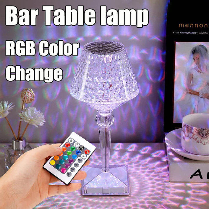 rgb-โคมไฟตั้งโต๊ะแบบชาร์จไฟได้บรรยากาศสร้างสรรค์โคมไฟบาร์ไร้สายแบบพกพาโคมไฟคริสตัลสำหรับร้านอาหารกาแฟงานแต่งงาน-deco