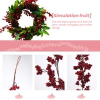 5.9 Ft Christmas Red Berry Garland Artificial Burgundy Red Pip Christmas Garland for Fireplace Decorations Holiday Decor