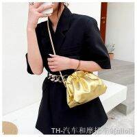 hot【DT】┇₪  Gold Leather Hobos Crossbody Small Design Clutch Clip Female Bolsa