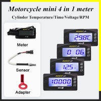 T Achometer รถจักรยานยนต์ฝาสูบอุณหภูมิโวลต์มิเตอร์เวลา RPM T Achometer Norxi มินิ4 In 1 LED จอแสดงผลดิจิตอล Quad Meter