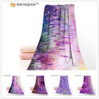 Custom Beautiful purple lavender 35x75cm Face Towels Facecloth Microfiber Washcloth Quick drying Sports Towel