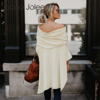 Jocoo Jolee Fashion Cloak Sweater Off Shoulder Loose Slash Neck Casual Knitted Batwing Sleeve Sweater 2018 Chonpas Mujer Grande