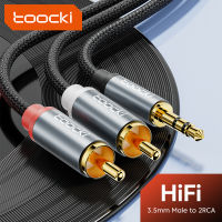 แจ็คสายเคเบิล RCA Toocki 3.5 RCA สายออดิโอแจ็ค3.5มม. เพื่อ2RCA ตัวแยกตัวผู้สาย Aux สำหรับทีวีเครื่องขยายเสียงคอมพิวเตอร์ลำโพง DVD แอมพลิฟายเออร์กล่องเสียง