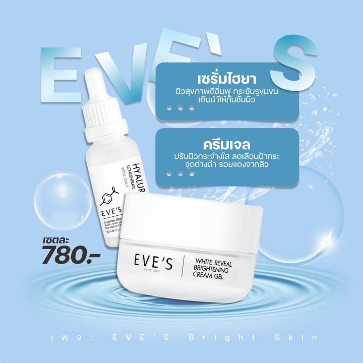 เซตคู่-eves-hyarulon-concentrate-serum-20ml-reveal-white-brightening-gel-cream-20g-ไฮยาอีฟส์-ครีมเจลอีฟส์