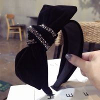 【CC】 South Korea  39;s new high-end flannel handmade diamond-studded super luxury big bow wide-brim hair band ladies headband