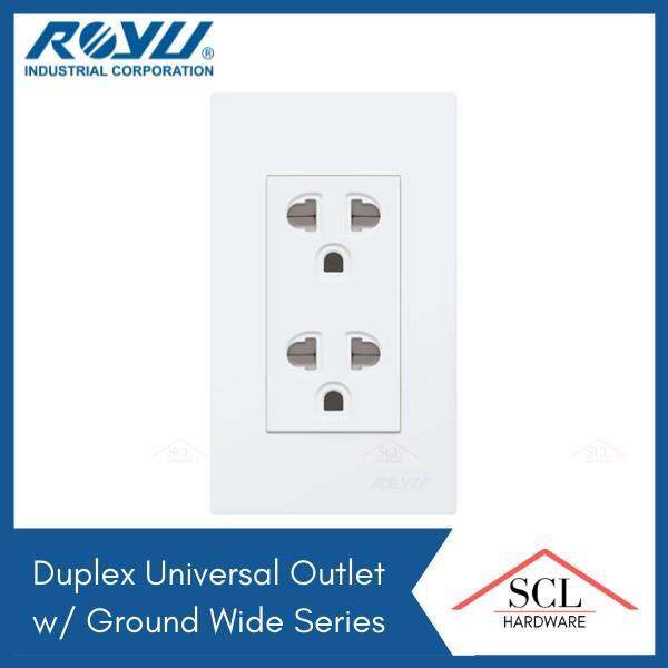 ROYU Wide Series Duplex Universal Outlet with Ground Shutter WD913
