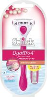 Schick Schick Quattro 4ที่โกนหนวดผู้หญิง (มี2ใบมีดสำรอง) ใบมีดสำรองมีดโกนสำหรับผู้หญิง (1อันที่ตั้งแอร์บรัชหน่วยหลักแล้ว) 【ส่งตรงจากญี่ปุ่น】