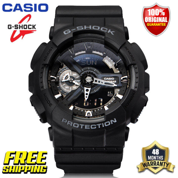 ต้นฉบับ-g-shock-ga110-ผู้ชายกีฬานาฬิกาคู่แสดงเวลา-200-เมตรกันน้ำกันกระแทกเวลาโลก-led-แสงอัตโนมัติรับประกัน-4-ปี-ga-110-1b-ใหม่แท้