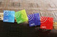 สติกเกอร์แท็ก NFC 4ชิ้น Ntag216ป้ายสมาร์ทคีย์การ์ด RFID 13.56Mhz สำหรับหุ่นยนต์สื่อสารระยะใกล้ทุกรุ่น