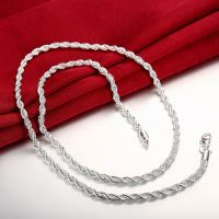 【HOT】 Hot classic 925 Sterling Necklaces Jewelry 16-24 Inches Exquisite 4MM chain Fashion men 39;s necklace Gifts