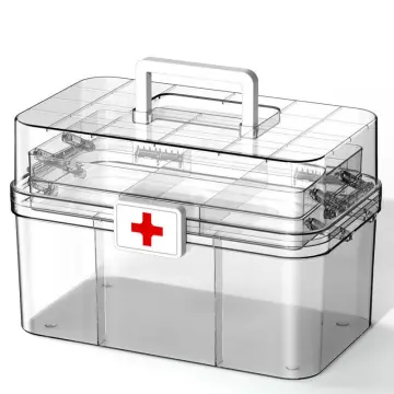 Clear Gray Empty First Aid Storage Box, Multipurpose Tackle Box
