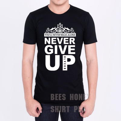 เสื้อลิเวอร์พูล Never Give Up Liverpool (N3) (ผ้าดี cotton100, สกรีนแบบเฟล็ก PU)