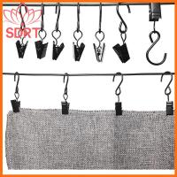 SDRT 50Pcs ง่ายต่อการใช้ S-hooks คลิปหนีบม่าน สีดำและสีเงิน เหล็กไร้สนิม คลิปหนีบผ้าม่าน แข็งแรงทนทาน ยาว2.4นิ้ว ตะขอเกี่ยวไฟกันสาด เต็นท์ตั้งแคมป์ตกแต่งบ้าน