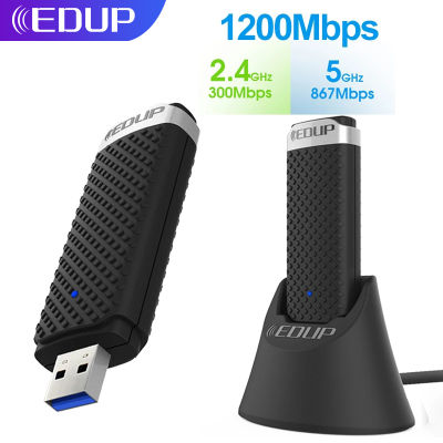 EDUP USB WiFi Adapter 5Ghz 1200Mbps 802.11ac WiFi Receiver with Extend Cable Vertical Base Station USB 3.0 Ethernet Network Card