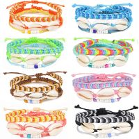 【CW】 Meetvii Bohemian Waterproof Wax Rope Bracelets Set for Women Girls Handmade Colorful Woven Beach Shell Charm Jewelry