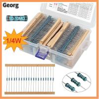 GEORG 2600Pcs 0.25วัตต์ค่ะ ชุดตัวต้านทาน 1โอห์ม-10ม. โอห์ม 130ค่า ชุดตัวต้านทานกระแสไฟฟ้า ชุดตัวต้านทานไฟฟ้า ชุดตัวต้านทานฟิล์มโลหะ วงจรอิเล็กทรอนิกส์ที่แม่นยำ