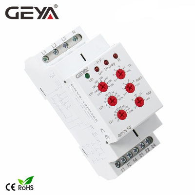 จัดส่งฟรี GEYA GRV8-10ใหม่36มิลลิเมตรความกว้าง3เฟสการตรวจสอบแรงดันไฟฟ้ารีเลย์ที่มีเวลารีเซ็ต0.1วินาที-10วินาที