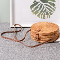 【jw】❄✟  2023 New Bali Crossbody Leather Round Beach Rattan Small Shoulder