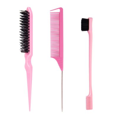 【CC】 3Pc Teasing Back Hair Brushes With Sided And Rat Tail Combs Hairdressing Styling Tools