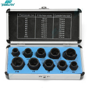 10pcs 9 19mm Broken Nut Extractor Sleeve Tool Set Hex Nut Bolt Removal