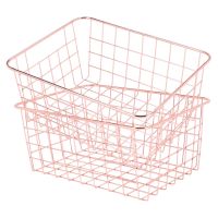 Rose Gold 2 Pack Wire Basket Set,Storage Decor Crafts Kitchen Organizing.for Closets,Cabinets,Pantries,Office Storage