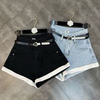 【hot】 PREPOMP 2022 New Arrivals Waist Wide Leg Denim Shorts Short Jeans GF531