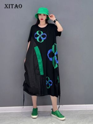 XITAO Dress Fashion Casual Goddess Fan Casual T-shirt Dress