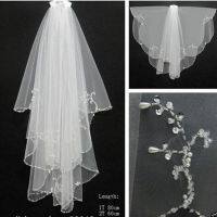 Bridal  Veils 2 Layers Handmade Crystals Beaded Edge with Comb Wedding Accessories 2023 Hair Accessories