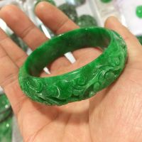 100%real jade Natural handmad 7A Emerald Hand carved pattern flower bangle jade bangle green jade bangles women emerald bracelet