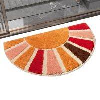พรมห้องน้ำกันแดดอาบน้ำที่ดูดซับแบบนุ่มครึ่งพรมทรงกลม16x30in กึ่ง Boho ห้องนอนสำหรับ