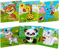 9/16 Jigsaw Puzzles for Kids Ages 2 3 4 5 Toddler Wooden Puzzle Preschool Educational Toys Set Animals Puzzle for Boys and Girls