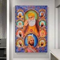 ศิลปะอินเดีย,สิบ Sikh Gurus Holy Canvas ภาพวาด,Wall Art,โปสเตอร์พิมพ์,Siksall ภาพ,Ideal Home Decor สำหรับห้องนั่งเล่น