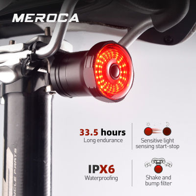 MEROCA อัจฉริยะจักรยานไฟท้ายอัตโนมัติเริ่มต้นหยุดเบรก Sensing IPx6จักรยานไฟท้าย LED USB ชาร์จขี่จักรยานไฟฉาย
