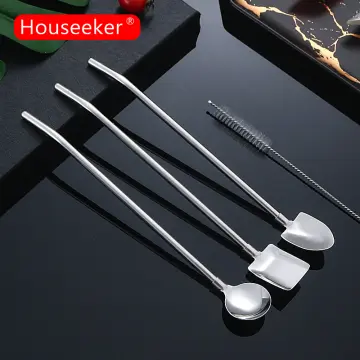 Coffee Spoon Ice Cream Spoon, Reusable Cocktail Stirrer Metal Stir