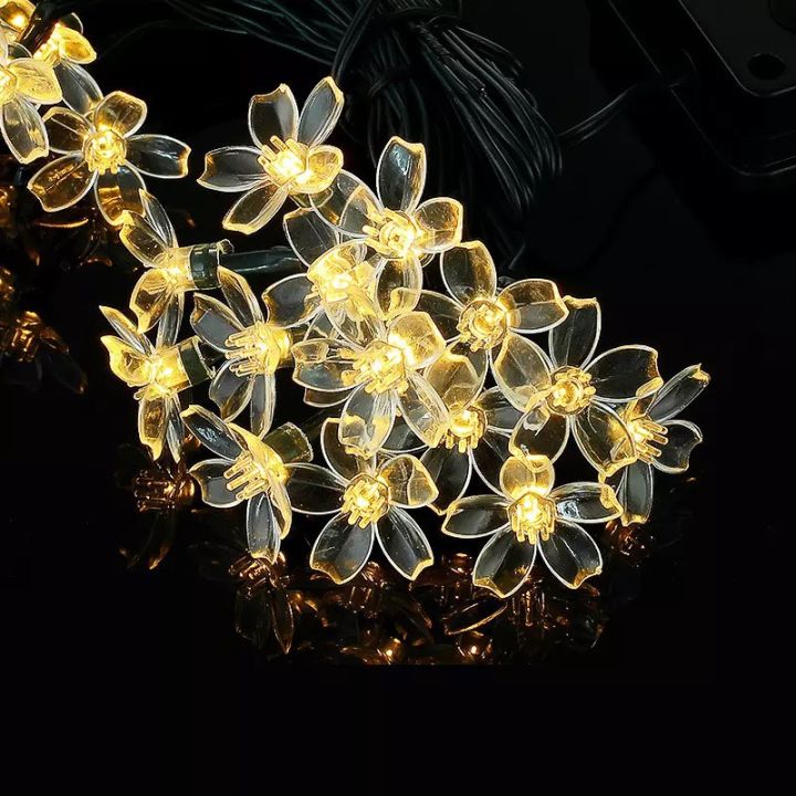 ไฟตกแต่งโซล่าเซลล์-รูปดอกไม้-ซากุระ-โซลาร์-ไฟประดับเทศกาล-กันน้ำ-ตกแต่งกลางแจ้งได้-ไฟประดับสวน-หน้าบ้าน-หน้าร้าน