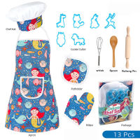 13PcsLot Child Chef Dress Up Clothes Cooking Baking Tools Pretend Play Kitchen Apron Chef Cake Mold Kit Kitchen Play House Toy