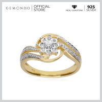 Gemondo แหวนเงินแท้ 925 ชุบทอง 18K ประดับเพชรแท้ (Diamond) ดีไซน์ทรงมงกุฏดอกไม้