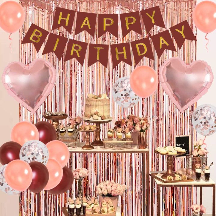 Sursurprise Rose Gold Birthday Party Decorations For Women Girls Rose