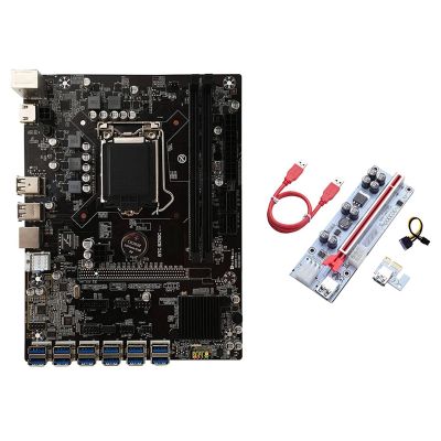 B250C BTC Mining Motherboard+VER010X PCIE Riser 12XPCIE to USB3.0 GPU Slot LGA1151 Support DDR4 RAM Desktop Motherboard