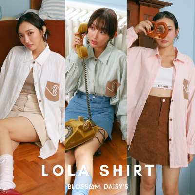 (NEW) LOLA SHIRT - เสื้อเชิ้ต Oversize สุดคิ้วท์ เนื้อผ้าคอตตอนมีเทกเจอร์ ใส่สบายมาก มี 3 สี แมชต์กับกระโปรงสั้นคือน่ารักมาก (TOP)