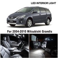 16ชิ้นภายในรถสีขาว Canbus ไฟ LED แผนที่การอ่านรูปทรงกลมชุดหลอดไฟหลังคาสำหรับ Mitsubishi Grandis 2004-2010โคมไฟป้ายทะเบียน