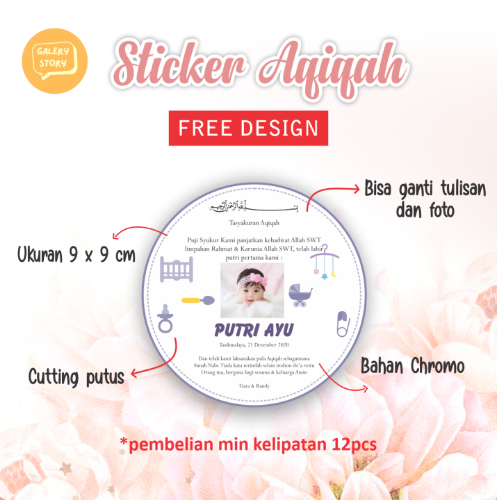 Kartu/Stiker Tasyakuran Aqiqah, Custom Stiker Tasyakuran Aqiqah
