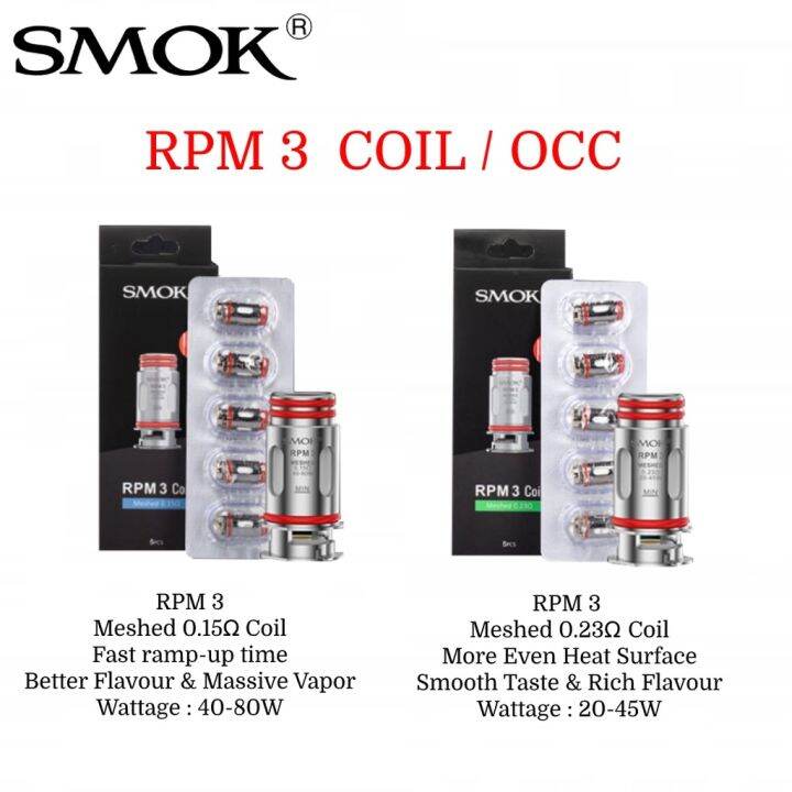 Original Smok RPM 3 Occ Replacement Coil Rpm3 Meahed 0.15ohm / Rpm3 ...