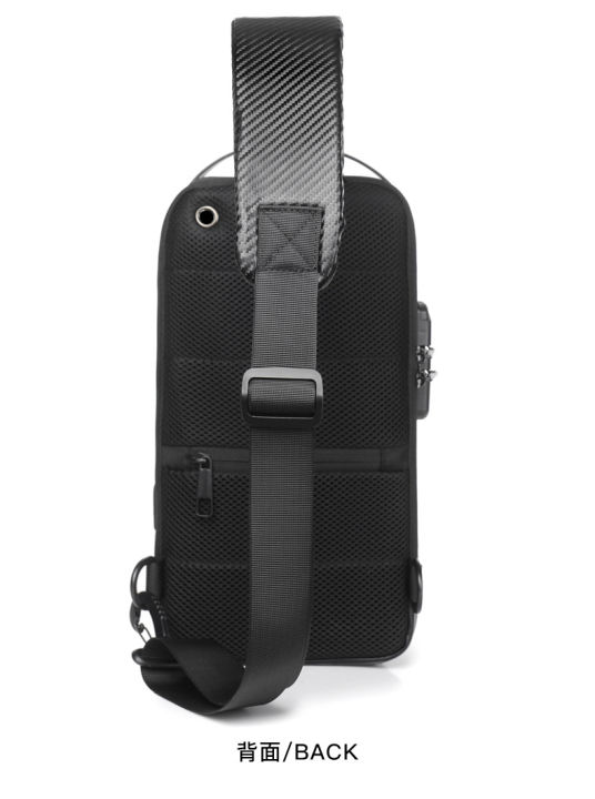 กระเป๋าคาดอก-เคฟล่าดำ-ผ้าดำ-กันน้ำ-น้ำหนักเบา-มีระบบล็อคกระเป๋าด้วยเลข-พร้อมส่งค่ะ