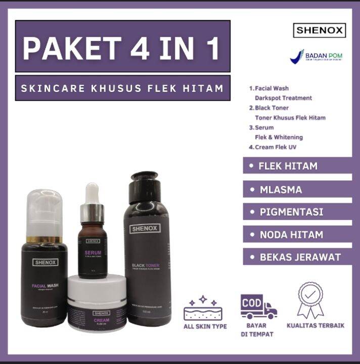 BPOM! Paket Skincare Penghilang Flek Hitam Membandel Di Wajah | 4in1 ...