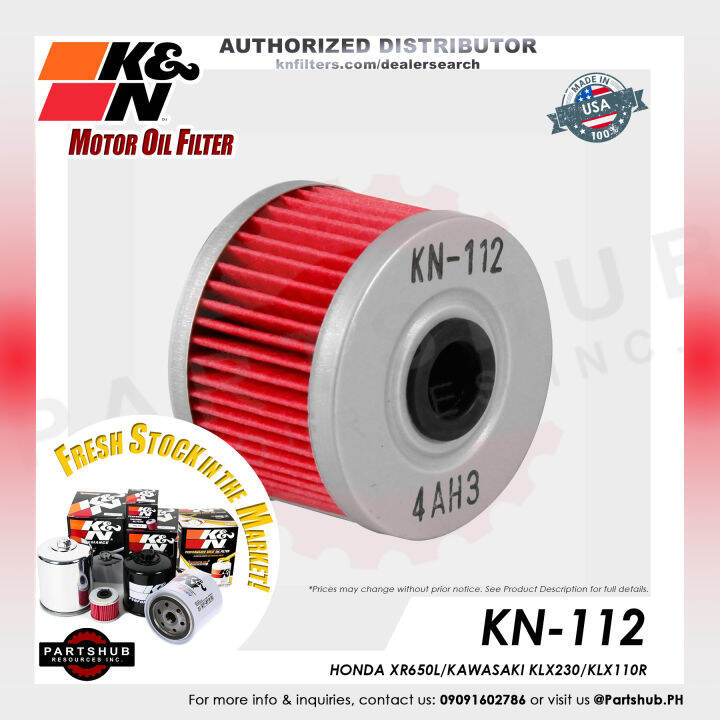 K&N OIL FILTER KN112 (HONDA XR650L/CRF250M, KAWASAKI KLX230/KLX110R