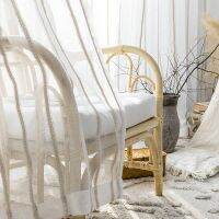 【YD】 type contracted stripe linen yarn curtains living room gauze shade kitchen bedroom sitting curtain