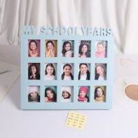 97BE School Years Photo Moment Student Keepsake Frame Children Campus Grade Record 15 Pictures Display Collage Frame Kids Memory