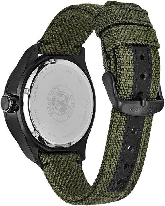 citizen-eco-drive-garrison-mens-watch-stainless-steel-with-nylon-strap-field-watch-green-strap-black-dial