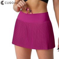 CUGOAO Women Rose Red Pleated Tennis Skorts Solid Fashion Sexy Golf Badminton Fitness Skirts with Pocket Female Gym Sportswear